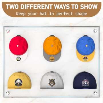 22 Pack Adhesive Hat Hooks for Wall, Super Strong Hat Rack for Baseball Caps, Hat Organizer Display ...
