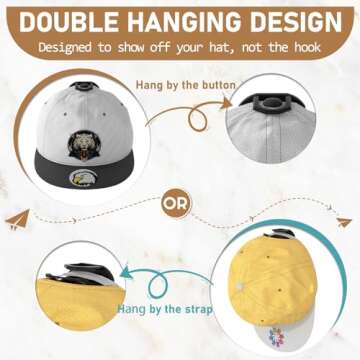 22 Pack Adhesive Hat Hooks for Wall, Super Strong Hat Rack for Baseball Caps, Hat Organizer Display for Home Decor, Hat Hangers Holder for Wall, Door, Closet, No Drilling - USA Patented (Black)