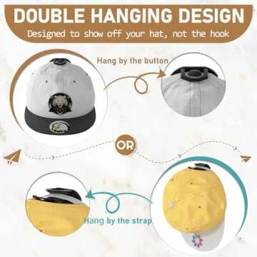 22 Pack Adhesive Hat Hooks for Wall, Super Strong Hat Rack for Baseball Caps, Hat Organizer Display for Home Decor, Hat Hangers Holder for Wall, Door, Closet, No Drilling - USA Patented (Black)