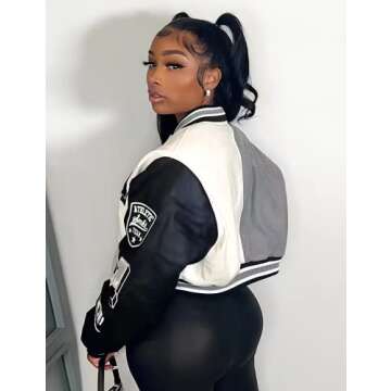 VOIKERDR Button Down Shirts for Women Outerwear Windbreaker Varsity Jacket for Women Summer Lightwei...