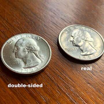 Canailles 2-Pack Double-Sided Quarters, 1 Double-Sided Heads Coin and 1 Double-Sided Tails Coin, Coo...