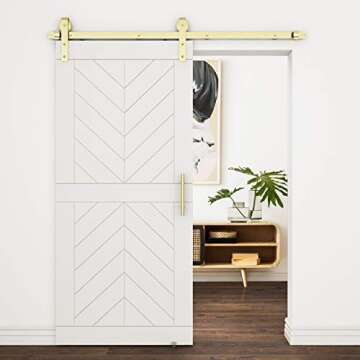 National Hardware, 72 in, Brushed Gold N700-006 Interior Sliding Barn Door Hardware One Piece Design...