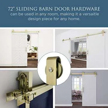 National Hardware, 72 in, Brushed Gold N700-006 Interior Sliding Barn Door Hardware One Piece Designer Kit with Soft Close