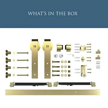 National Hardware, 72 in, Brushed Gold N700-006 Interior Sliding Barn Door Hardware One Piece Designer Kit with Soft Close