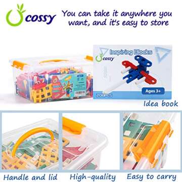 cossy STEM Learning Toy Engineering Construction Building Blocks 208 Pieces Kids Educational Toy for Boys and Girls Ages 3 4 5 6 7 8 9 Year Old (208 Pcs)