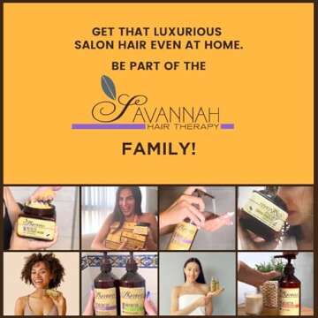 Savannah Hair Therapy Shampoo with Shea Butter and Keratin - Sulfate-Free for Dry, Damaged, Color-Treated Hair - Deep Moisturizing & Frizz Control with Vitamins A, B6, E - 16.9 oz (500 ml)