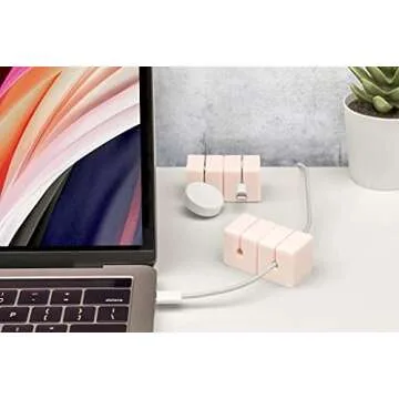 Function101 Cable Blocks 4 Pack | Pink | Magnetic Weighted Silicone Cord Organizer for Desk, Home, Office, Nightstand | Flexible and Tangle-Free Cable Management