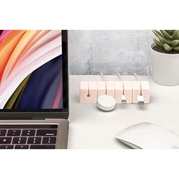 Function101 Cable Blocks 4 Pack | Pink | Magnetic Weighted Silicone Cord Organizer for Desk, Home, Office, Nightstand | Flexible and Tangle-Free Cable Management