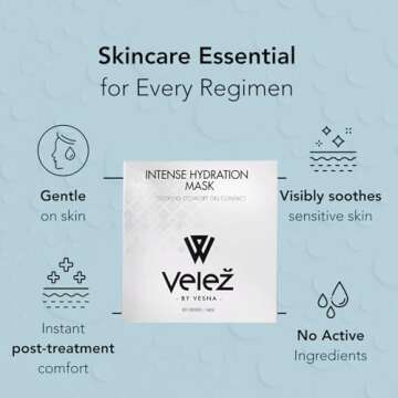 Velez Intense Hydrating Face Masks – Self-Adhering Biotech Cellulose Mask for Ultimate Hydration and Cooling, Face Masks Skincare Sheet Post-Care Recovery, and Enhanced Serum Absorption
