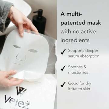 Velez Intense Hydrating Face Masks – Self-Adhering Biotech Cellulose Mask for Ultimate Hydration and Cooling, Face Masks Skincare Sheet Post-Care Recovery, and Enhanced Serum Absorption