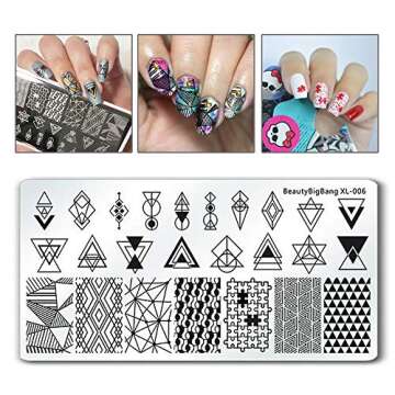 BEAUTYBIGBANG Nail Stamping Plates Stamper Scraper Kit Sets - 5pcs Nail Art Stamp Templates Image Plate with 1 Stamper and 1 Scraper Nail Art Tools