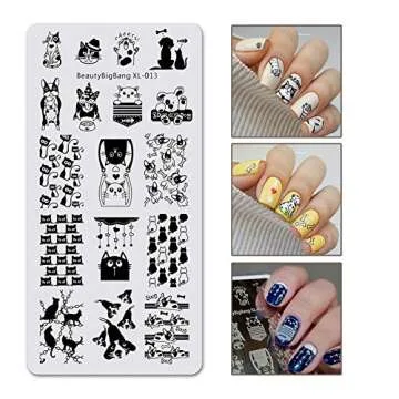 BEAUTYBIGBANG Nail Stamping Plates Stamper Scraper Kit Sets - 5pcs Nail Art Stamp Templates Image Plate with 1 Stamper and 1 Scraper Nail Art Tools