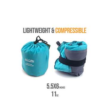 ZOOOBELIVES Self Inflating Camping/Travel Pillow - Compressible, Compact, Lightweight and Comfortable, Foam Inserted Camp Air Pillow for Hiking, Backpacking, Car Rides, Airplane Lumbar Support