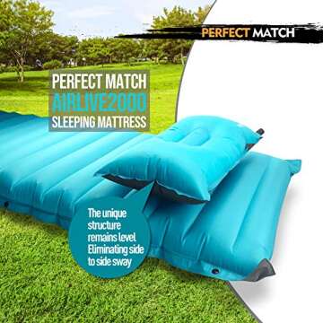 ZOOOBELIVES Self Inflating Camping/Travel Pillow - Compressible, Compact, Lightweight and Comfortable, Foam Inserted Camp Air Pillow for Hiking, Backpacking, Car Rides, Airplane Lumbar Support