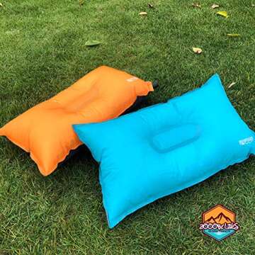 ZOOOBELIVES Self Inflating Camping/Travel Pillow - Compressible, Compact, Lightweight and Comfortable, Foam Inserted Camp Air Pillow for Hiking, Backpacking, Car Rides, Airplane Lumbar Support