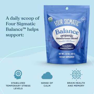 Four Sigmatic Adaptogen and Mushroom Blend Balance Mix | Adaptogen Supplement with Ashwagandha, Moringa, Holy Basil, Reishi, Chaga and More | Natural Stress Relief and Immune Support Supplement