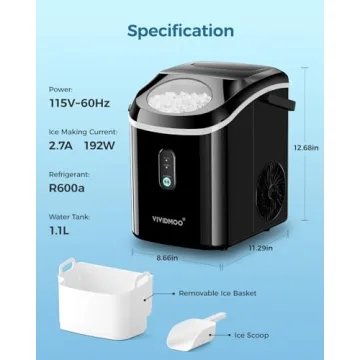 Portable Nugget Ice Maker - Self Cleaning & Low Noise