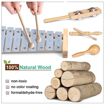 LOOIKOOS Toddler Musical Instruments Set - Eco-Friendly Wooden Toys