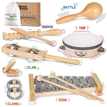 LOOIKOOS Toddler Musical Instruments Set - Eco-Friendly Wooden Toys