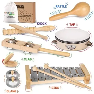 LOOIKOOS Toddler Musical Instruments Set - Eco-Friendly Wooden Toys