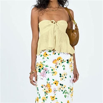 Stylish Women’s Ruffle Trim Backless Crop Top for Summer