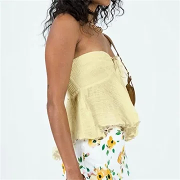 Stylish Women’s Ruffle Trim Backless Crop Top for Summer