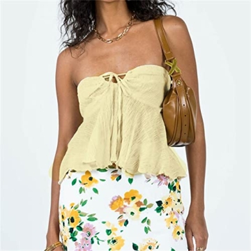 Stylish Women’s Ruffle Trim Backless Crop Top for Summer