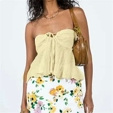 Stylish Women’s Ruffle Trim Backless Crop Top for Summer