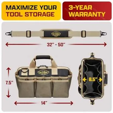 Ryker Bag Tool Organizer 14-Inch Heavy Duty Pockets