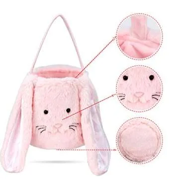 Plush Easter Bunny Basket for Kids & Decorations