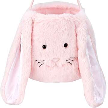 Plush Easter Bunny Basket for Kids & Decorations