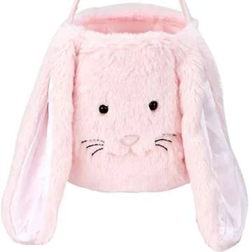 Plush Easter Bunny Basket for Kids & Decorations