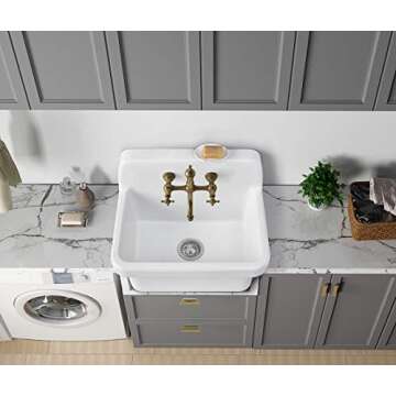 ELLAI 24" Wall Mount Utility Sink for Laundry & Garage