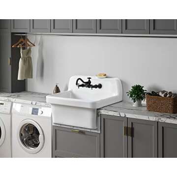 ELLAI 24" Wall Mount Utility Sink for Laundry & Garage