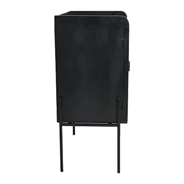 Stylish Cane Bar Cabinet in Black Finish for Home