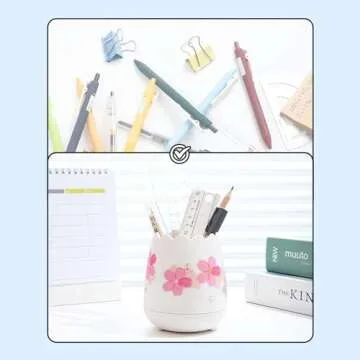 M&G Pen Holder Cute Pencil Holder for Desk, Sakura Pencil Cup Marker Holder Makeup Brush Holders, Desk Accessories Organizer for Office School Home 1 Pack (Random White or Pink)