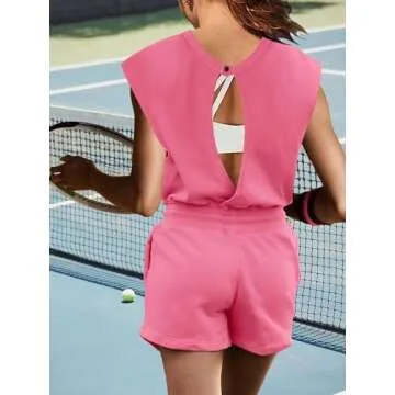 Panadila Women's Summer Athletic Romper | Stylish and Functional Workout Onesie with Open Back Desig...
