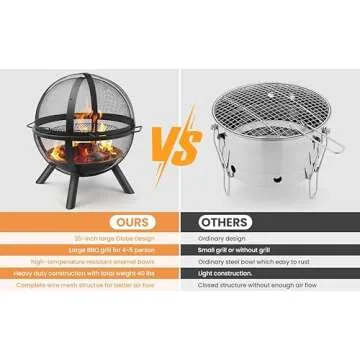 Ikuby Ball Fire Pit with BBQ Grill for Outdoor Fun