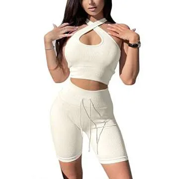 Stylish QINSEN Women's Yoga Shorts 2 Piece Outfits for Active Lifestyles