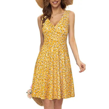 GUBERRY Summer Dresses A Line V Neck Sundress for Women