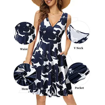 GUBERRY Summer Dresses A Line V Neck Sundress for Women