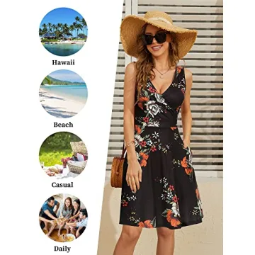 GUBERRY Summer Dresses A Line V Neck Sundress for Women