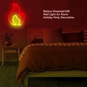 Flame Neon Sign - USB or Battery Powered Fire Light