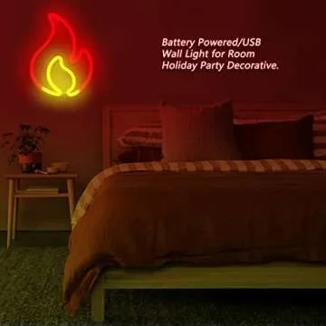 Flame Neon Sign - USB or Battery Powered Fire Light