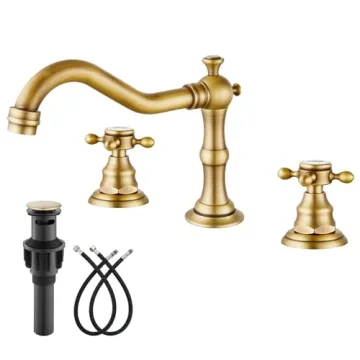 Gotonovo Antique Brass 8 Inch Widespread Bathroom Sink Faucet with Pop Up Drain