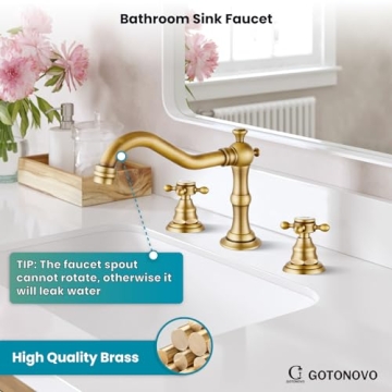 Gotonovo Antique Brass 8 Inch Widespread Bathroom Faucet