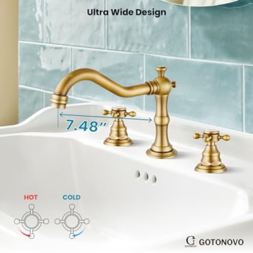 Gotonovo Antique Brass 8 Inch Widespread Bathroom Faucet