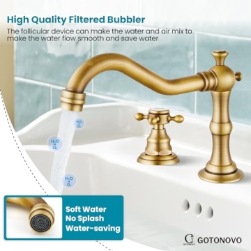 Gotonovo Antique Brass 8 Inch Widespread Bathroom Faucet