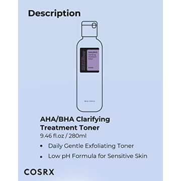 COSRX AHA/BHA Treatment Toner, Facial Exfoliating Spray for Whiteheads, Pores, and Uneven Skin, 9.46 fl.oz/ 280ml, Not Tested on Animals, No Parabens, No Sulfates, Korean Skin Care