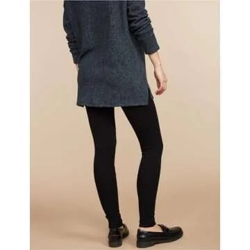 Motherhood Maternity Women's Full Length French Terry Secret Fit Over The Belly Pregnancy Legging, Black, Large